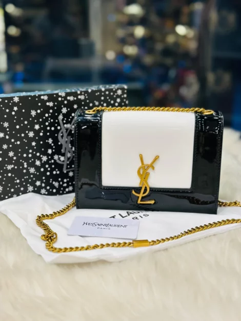 sac Saint Laurent Kate monogrammée bicolore Alabastro Noir/blanc